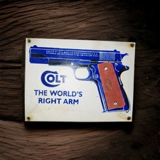 Vintage Colt Revolver Porcelain Sign Gun Pistol Winchester Smith Wesson Gas Oil picture