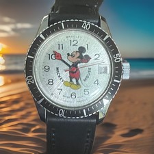 Vintage 1970s Bradley Mickey Mouse Disney Diver Watch Swiss Manual Wind 32mm picture