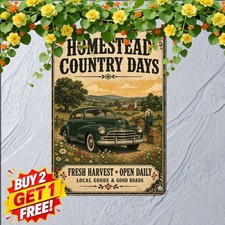 Hardworking Farmers Homestead Wisdom Sign Vintage Farmhouse Metal Tin Plaque picture