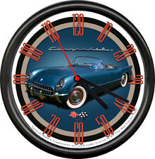 Licensed 1954 Vintage Corvette Blue Convertible General Motors Sign Wall Clock picture