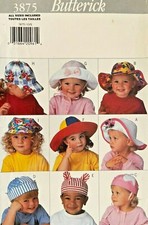 1990's VTG Butterick Child's Hats Pattern 3875 Size S-L UNCUT picture