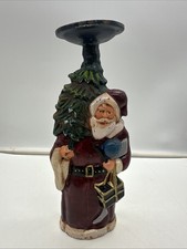 Vintage Old World Christmas Solid Cast Iron Santa Doorstop Primitive Decor 10.5” picture
