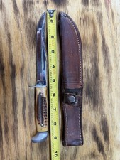 Vintage 1965-1969 Case XX USA Fixed Blade Stag Hunting Knife & Sheath No-Stamp picture