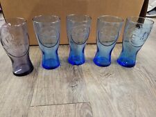 Vintage 1961 Blue McDonalds Style Purple Glass Cup Collectors Glassware Lot picture