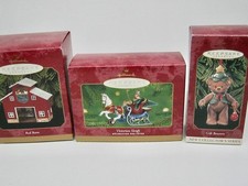 3 Hallmark Vintage 1999-2001 Christmas Ornaments In Original Boxes w/ Price Tabs picture