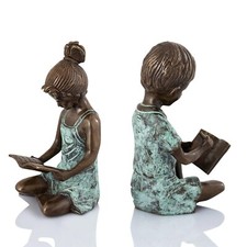 Stylish Brass Beautiful Boy & Girl Bookends Pair Nature Whimsy Indoor Home D�c picture