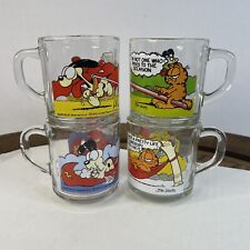 Vintage 1978-80 Garfield McDonald's Glass Coffee Mugs Cups, set of 4 picture