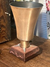 Vintage MCM Copper Tone Metal Cone Uplight Accent Lamp Ceramic Base Retro 10