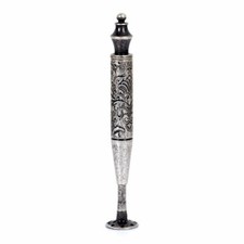 Antique Silver 2 in 1 Carved Smoking Pipe Tamper Brass Pick Tool Tamp Tobacco picture