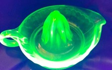 Vintage Uranium Glass Large Juicer Handled Gifts For Her Nice Pre-owned Conditio picture