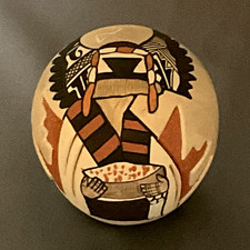 Laurence Namoki Signed Hand-Painted Kachina Native American Pottery, Matte picture