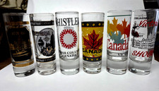 Vintage Set of 6 colorful CANADIAN SHOT GLASSES 2 oz 4