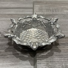 Arthur Court - Vintage Deer Heads Wine Bottle Coaster Bowl Cast Aluminum, 7” picture