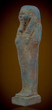 Ancient Egyptian Ushabti Statue Rare Blue Faience Pharaoh Artifact Figure picture