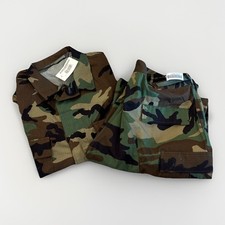 Vintage 80s US Army USGI Woodland Camo BDU Combat Shirt & Field Pants XL NWT picture