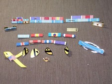 VINTAGE US MILITARY RIBBONS PINS LOT picture