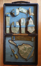 Vintage Wilcox Celluloid Vanity Set  ~ Mirror, Comb, Brush, Case ++ picture