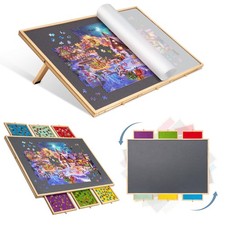 Lavievert 2-in-1 Tilting & Rotating Puzzle Board with 6 Colored Drawers for Up picture