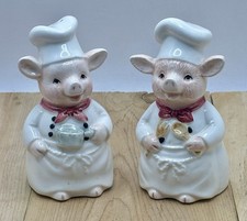 Otigari Pig Chefs Salt & Pepper Shakers Hand-Painted Japan Vintage 1970’s picture