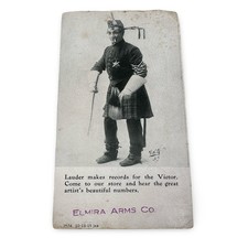 Vintage 1915 Elmira Arms Co Sir Harry Lauder Victor Records Unused Postcard Gray picture