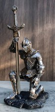 The Accolade Kneeling Medieval Knight Excalibur Sword Letter Opener Figurine picture
