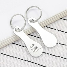 Metal Shopping Trolley Token Keychain Grocery Supermarket Cart Unlock Coin Holde picture