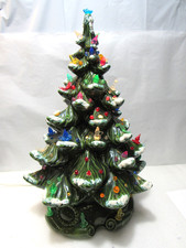 Vintage Atlantic Mold Ceramic Christmas Tree 16 Inch Snow Tipped Branches (D99K) picture