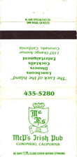 McP's Irish Pub Coronado CA Vintage Matchbook Cover 1970s picture