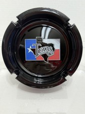 Vintage Billy Bob's Ft Worth Texas Ashtray 5.25” Black Glass State Flag picture