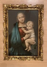 VTG Madonna Del Granduca Framed Picture Carved Wood Frame From Italy READ picture