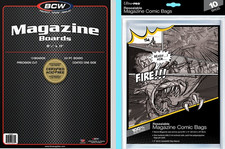 10 BCW Magazine 8.5 x 11 Backing Boards & Ultra Pro Resealable Bags Storage picture