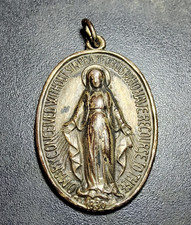 STERLING SILVER 1830 MOTHER MARY Immaculate Sliding Pendant-Vintage Antique picture