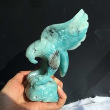 1.62LB Natural Amazonite Quartz Carved Eagle Skull Crystal Reiki Decor picture