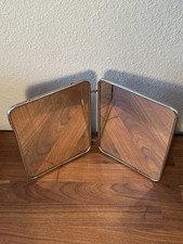 Antique Vintage French Triptych Barber’s Beveled 2-Fold Mirror picture