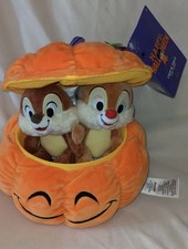 Disney Chip & Dale Halloween Jack-O'-Lantern Plush Set Chipmunks Pumpkin picture