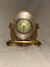 Extremely Rare Nuart Art Deco Brass Desk/ Budoir Dressor Wind Up Clock 1920's picture