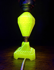 Rare Antique Houzex Pink Uranium Glass Lamp Ear of Corn Harrisburg Pattern Glow picture
