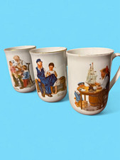 Norman Rockwell Museum 1982 Set of 3 Ceramic Pictorial Painted Coffee Mugs picture