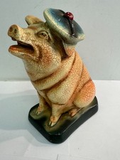Chalkware Pig Coin Bank Made USA Farmhouse Country Vintage Novelty Noontidings picture
