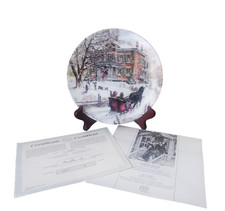 VTG 1989 STEWART SHERWOOD COMING HOME PLATE VICTORIAN CHRISTMAS COA ORIGINAL BOX picture