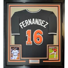 Framed Facsimile Autographed Jose Fernandez 35x39 Miami Black Jersey picture
