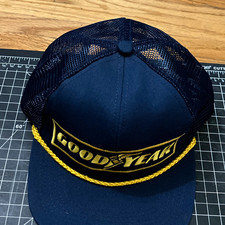 Goodyear Black & Gold Mesh Trucker Hat Cap Gold Logo Tire vintage new picture