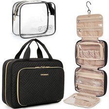 BAGSMART Toiletry Bag Hanging Travel Makeup Organizer with TSA Large, Black picture