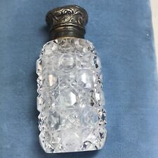 c.1888 English Cut Glass Scent Bottle with Sterling Hinged Top - Birmingham picture