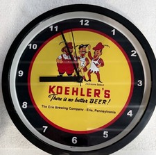 Koehler's Erie Pennsylvania Beer Bar Man Cave Advertising Clock Sign picture