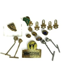 Lions Club Assorted Attendance Pins Tie Tacks Metal Enamel Vintage Dangle Pieces picture