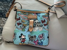 Dooney & Bourke Disney Sketch blue Mickey Tinker Bell Dumbo Crossbody Bag picture