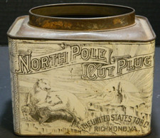 Antique North Pole Polar Bear Cut Plug Tin 5