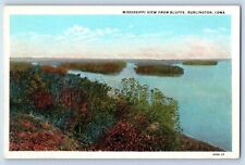 Burlington Iowa Postcard Mississippi View Bluffs Exterior c1940 Vintage Antique picture