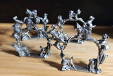 4 Vintage Dog Pewter Wanda Scuby Napkin Holders Signed picture